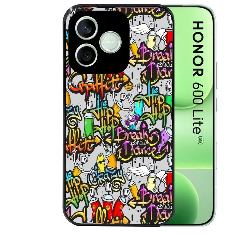 Coque noire pour Honor 600 LITE avec motif tag et graffiti protection antichoc personnalisée