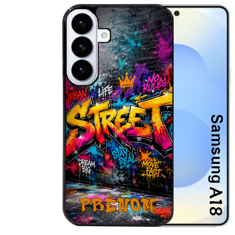 Coque pour Galaxy A08 A18 A28 A38 A58 personnalisée street tag graffiti