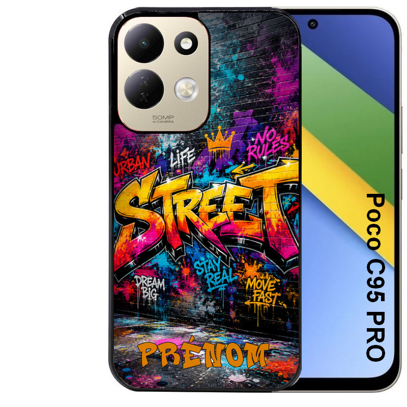 Coque pour POCO C95 PRO personnalisée street tag graffiti