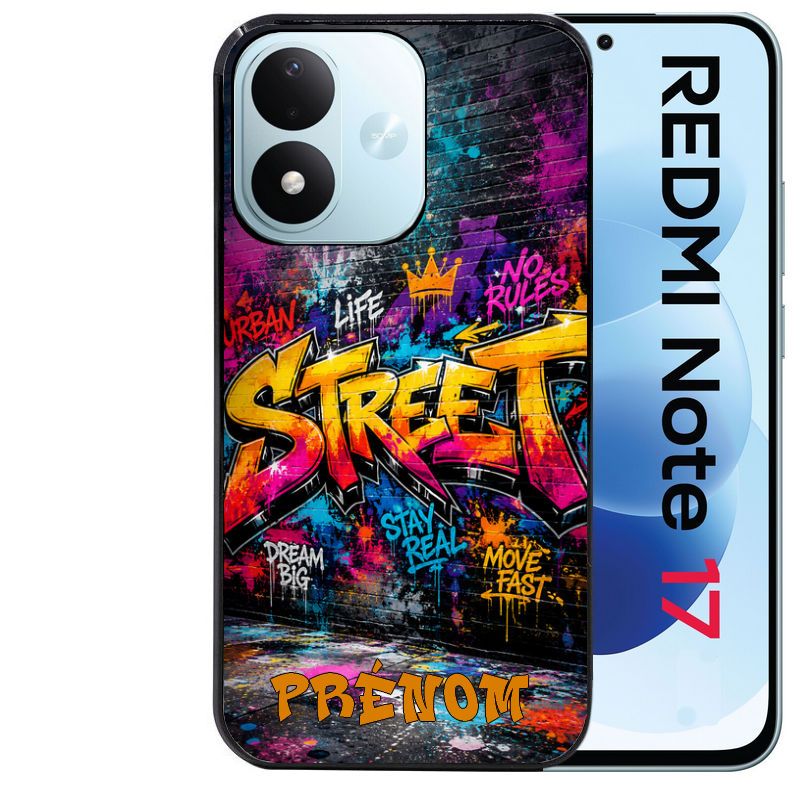 Coque pour Redmi Note 17 et PRO 4G 5G Max personnalisée street tag graffiti
