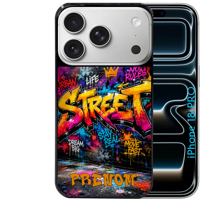 Coque pour Iphone 18 / PRO / PRO MAX / 18E personnalisée street tag graffiti