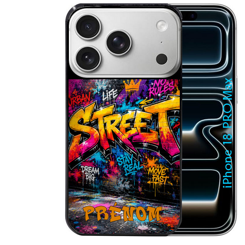 Coque pour Iphone 18 / PRO / PRO MAX / 18E personnalisée street tag graffiti