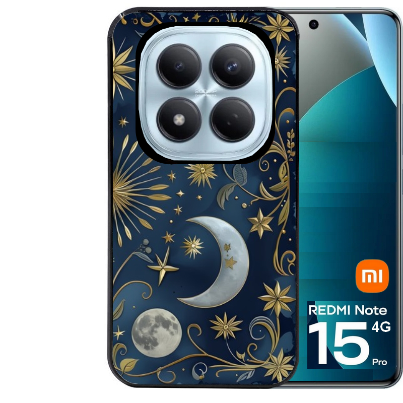 Coque noire taperso pour Redmi Note 15 et PRO PLUS 4G 5G avec motif lune et etoile protection antichoc personnalisée