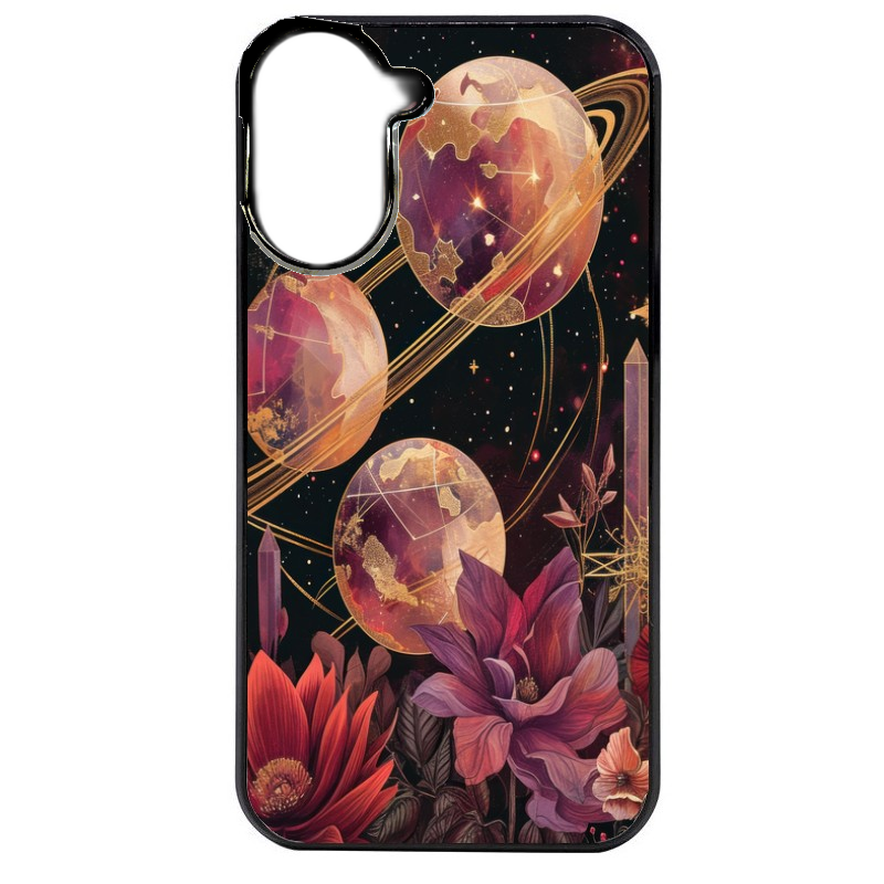Coque noire taperso pour POCO C71 4G avec motif astro et fleurs protection antichoc personnalisée
