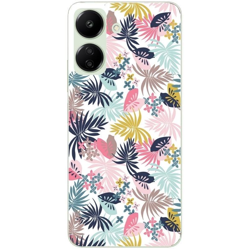 Coque taperso pour POCO C65 4G avec motif jungle et fleur rose protection antichoc personnalisée