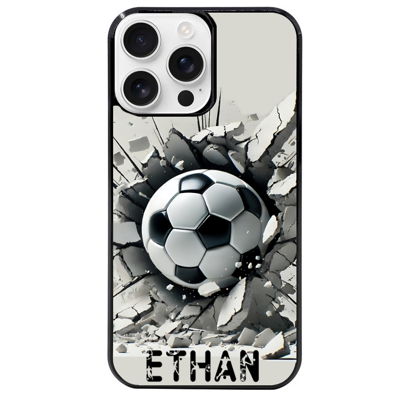 Coque noire taperso pour Iphone 16 16E PLUS MAX PRO avec motif foot beton personnalisee protection antichoc personnalisée