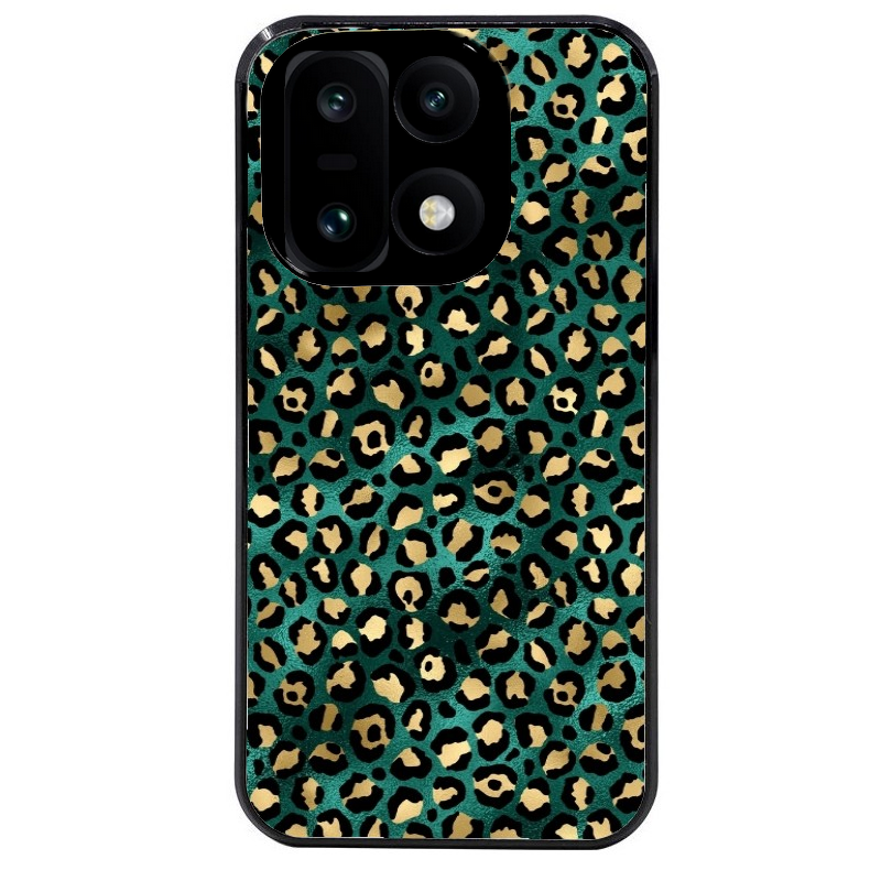 Coque noire taperso pour OnePlus 15 avec motif leopard vert protection antichoc personnalisée