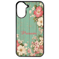 Coque noire taperso pour POCO C71 4G avec motif bois et fleur avec votre prenom protection antichoc personnalisée