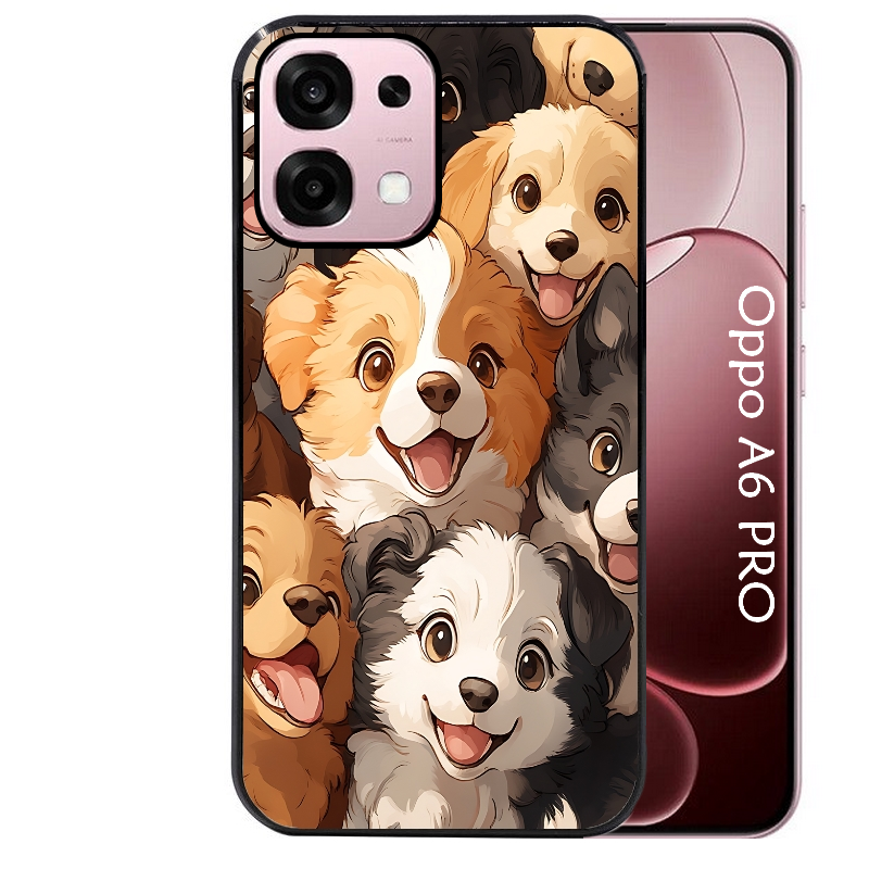 Coque noire taperso pour OPPO A6 PRO 4G et 5G avec motif chien smile protection antichoc personnalisée