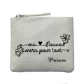 Porte monnaie personnalisé nounou merci coeur ivoire en feutrine en feutrine ivoire