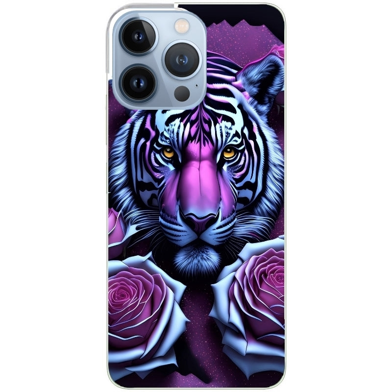 Coque taperso pour Iphone 13 et PRO MINI PRO MAX avec motif tigre uv style manga protection antichoc personnalisée