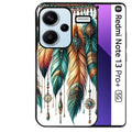 Coque noire taperso pour Redmi Note 13 PRO PLUS 5G avec motif plumes et bijoux protection antichoc personnalisée