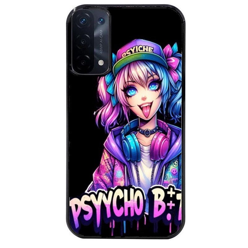 Coque noire taperso pour OPPO A54 et A74 5G avec motif anime manga et psycho protection antichoc personnalisée