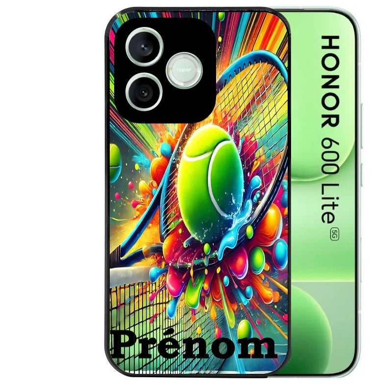 Coque noire pour Honor 600 LITE avec motif tennis color personnaliséee protection antichoc personnalisée