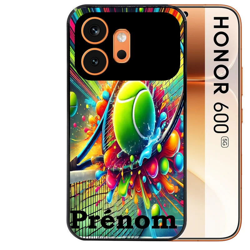 Coque noire taperso pour Honor 600 et 600 PRO avec motif tennis color personnalisee protection antichoc personnalisée
