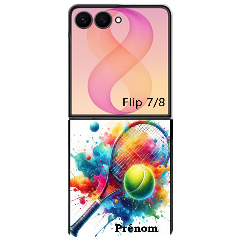 Coque pour Z FLIP 6 7 8 personnalisée tennis raquette