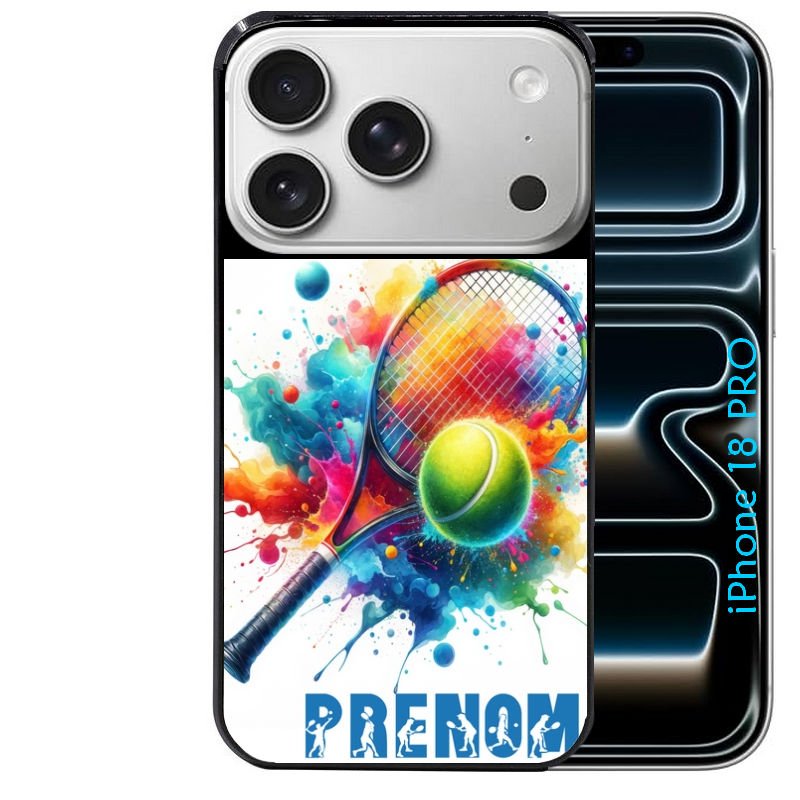Coque pour Iphone 18 / PRO / PRO MAX / 18E personnalisée tennis raquette