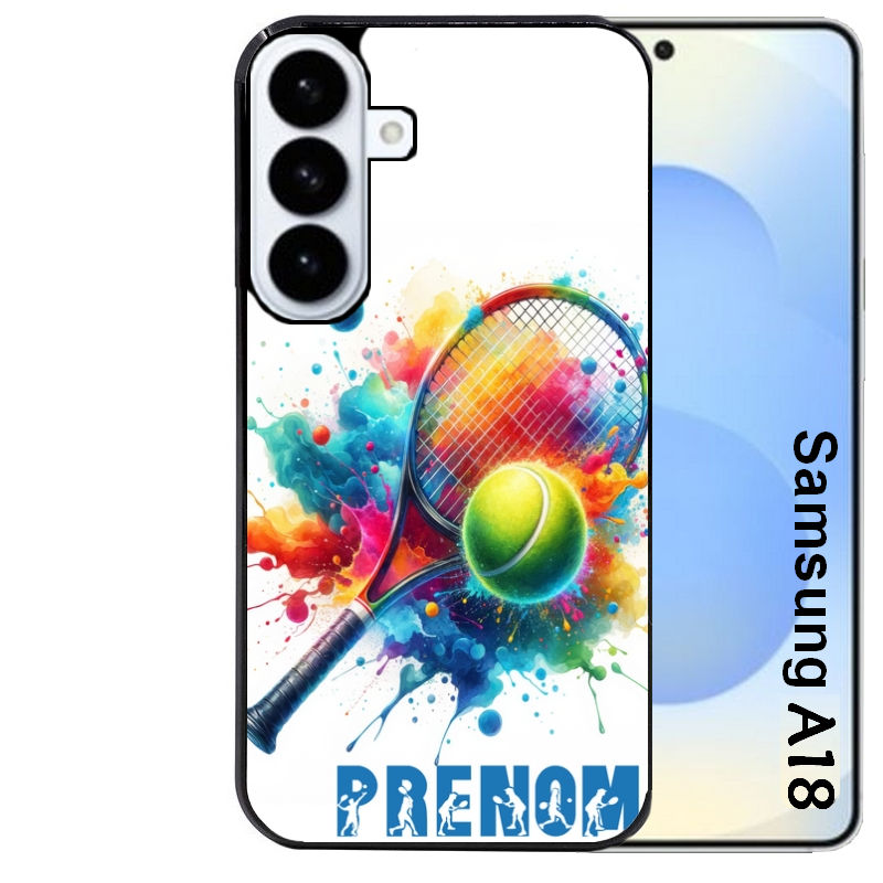 Coque pour Galaxy A08 A18 A28 A38 A58 personnalisée tennis raquette