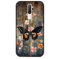Coque noire taperso pour OPPO A5 A9 2020 avec motif bois et papillon 2 protection antichoc personnalisée