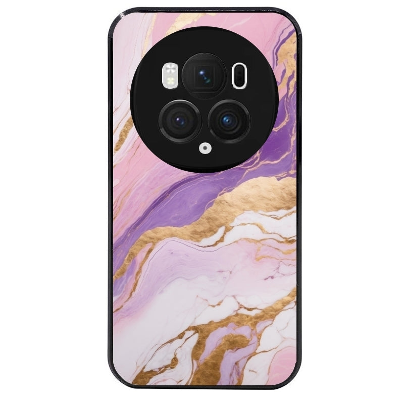 Coque noire taperso pour Magic 5 6 LITE et PRO avec motif marbre violet protection antichoc personnalisée