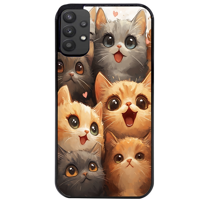Coque noire taperso pour galaxy A22 A32 A52 A52S 4G 5G  avec motif chat smile protection antichoc personnalisée