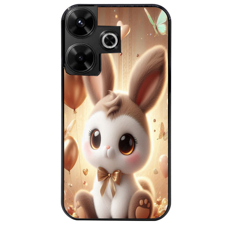 Coque noire taperso pour POCO M6 4G avec motif lapin ballon protection antichoc personnalisée