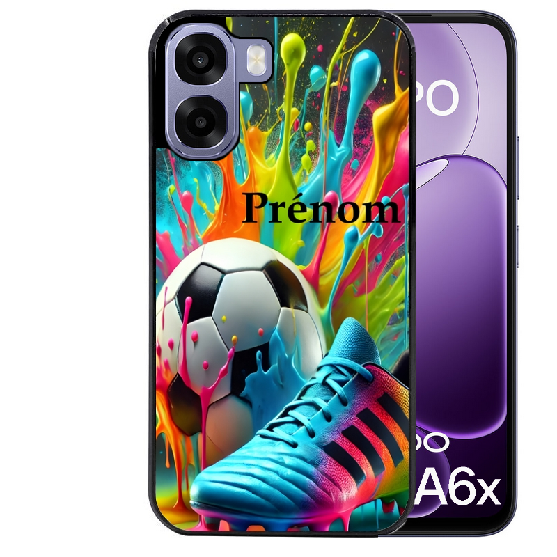 Coque noire taperso pour OPPO A6 A6X 4G et 5G avec motif foot color personnalisee protection antichoc personnalisée