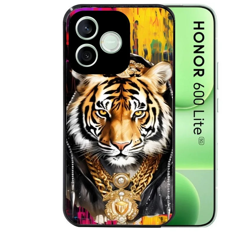 Coque noire pour Honor 600 LITE avec motif tigre style hip hop protection antichoc personnalisée