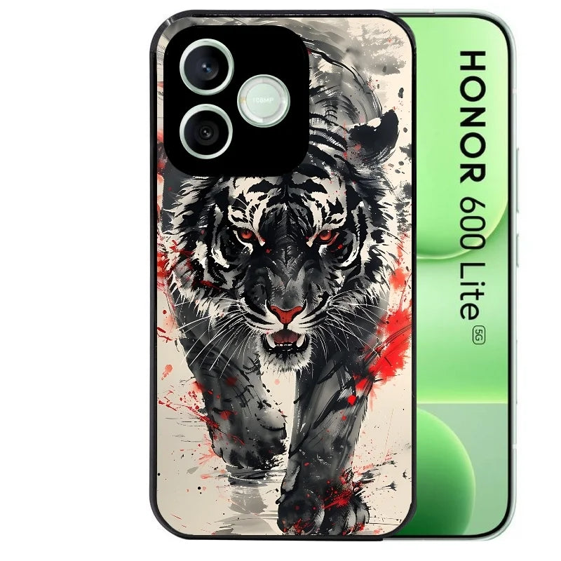 Coque noire pour Honor 600 LITE avec motif tigre japan protection antichoc personnalisée