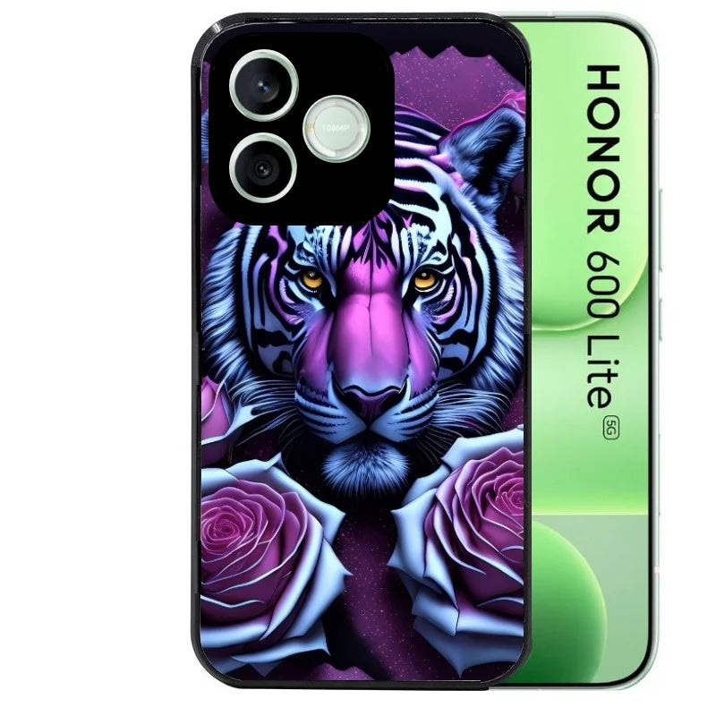 Coque noire pour Honor 600 LITE avec motif tigre uv style manga protection antichoc personnalisée