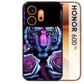 Coque noire taperso pour Honor 600 et 600 PRO avec motif tigre uv style manga protection antichoc personnalisée