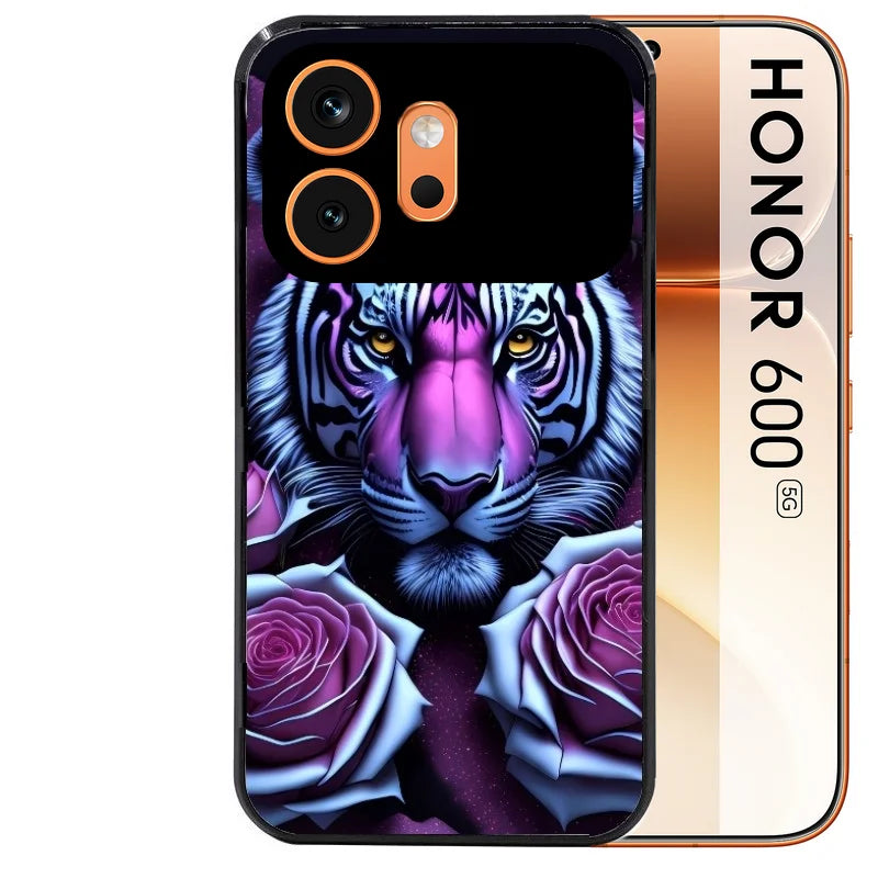 Coque noire taperso pour Honor 600 et 600 PRO avec motif tigre uv style manga protection antichoc personnalisée