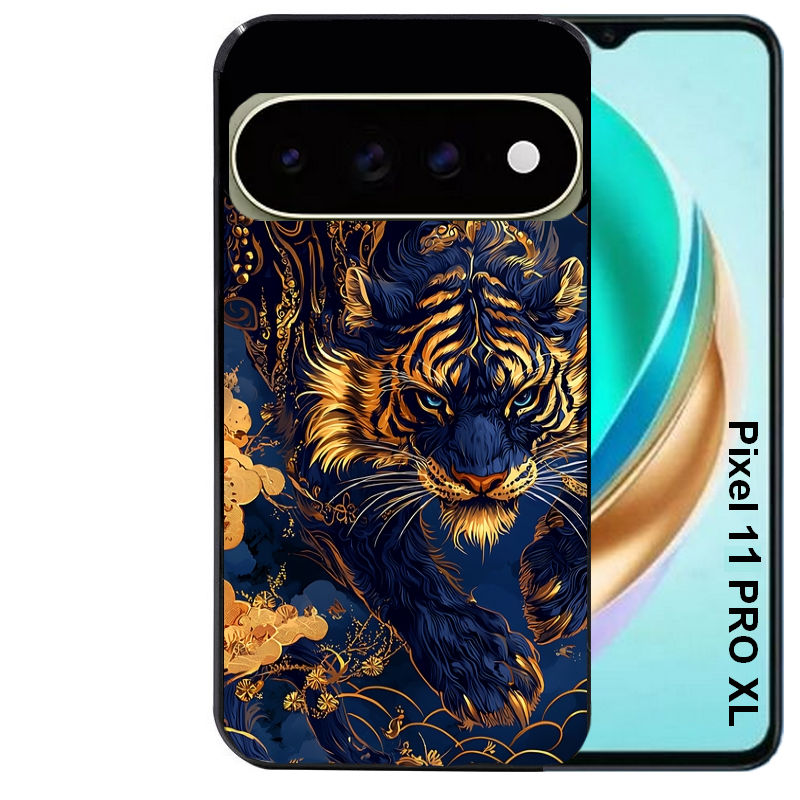 Coque pour Pixel 10 / 11 / PRO / XL tigre et fleur
