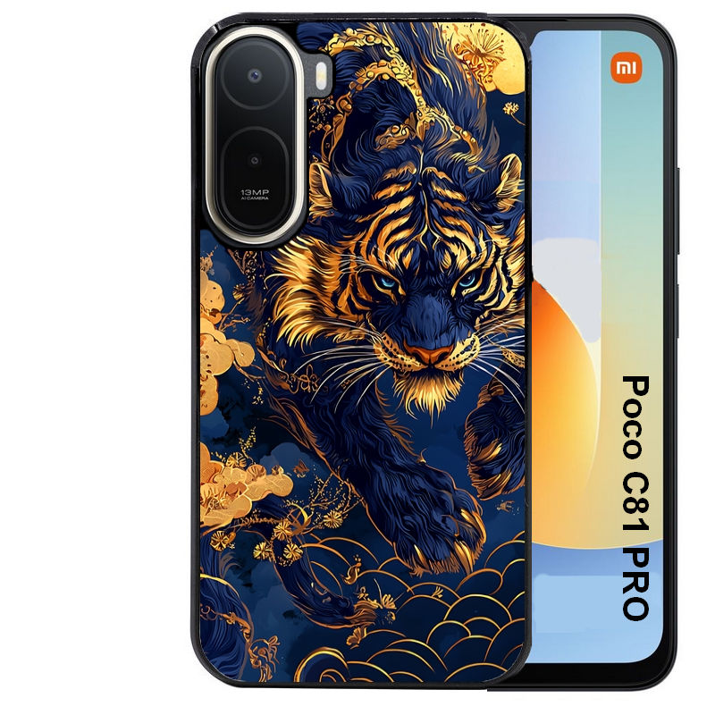 Coque pour POCO C81 PRO tigre et fleur