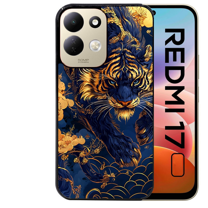 Coque pour Redmi 17 et 17C 4G 5G tigre et fleur