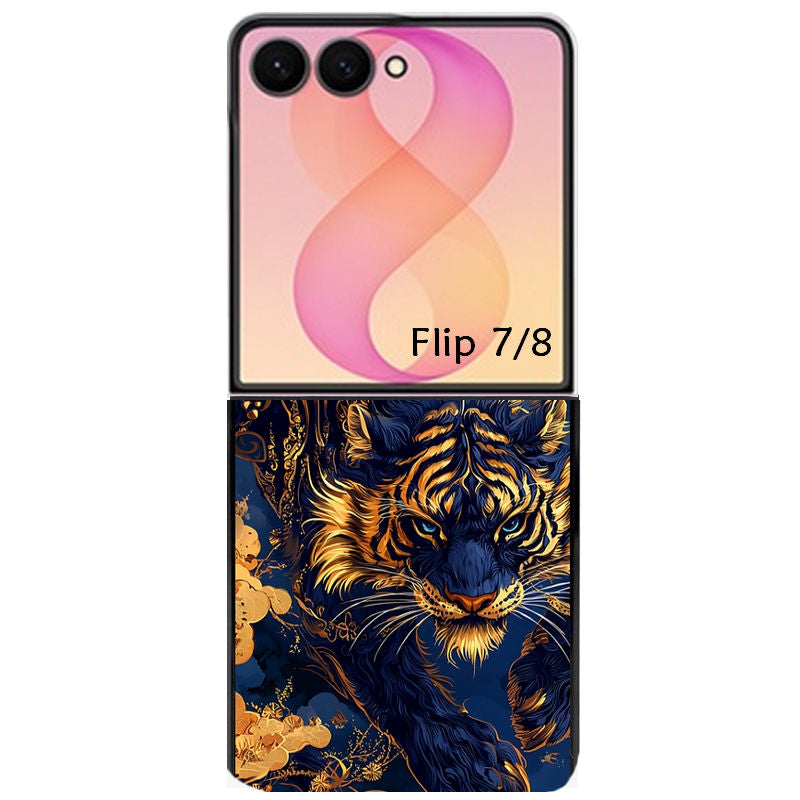 Coque pour Z FLIP 6 7 8 tigre et fleur