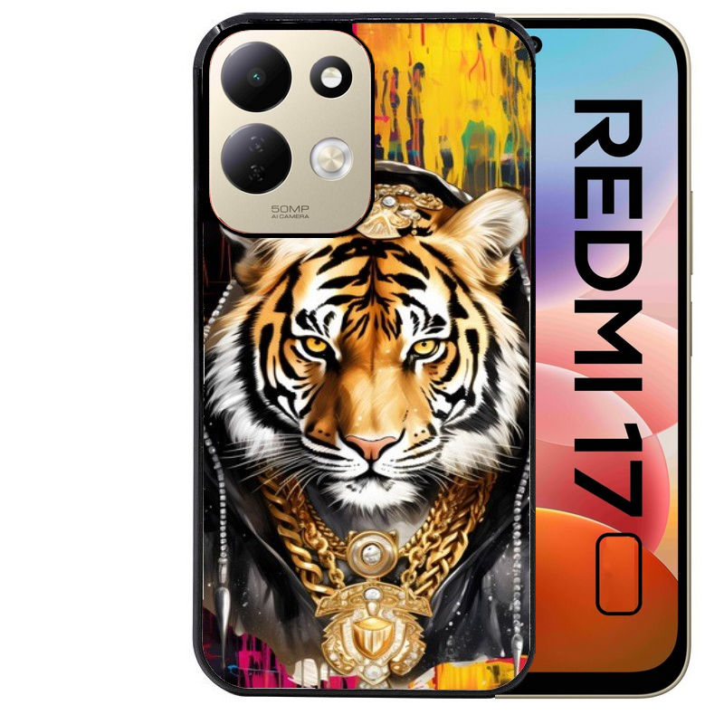 Coque pour Redmi 17 et 17C 4G 5G tigre style hip hop