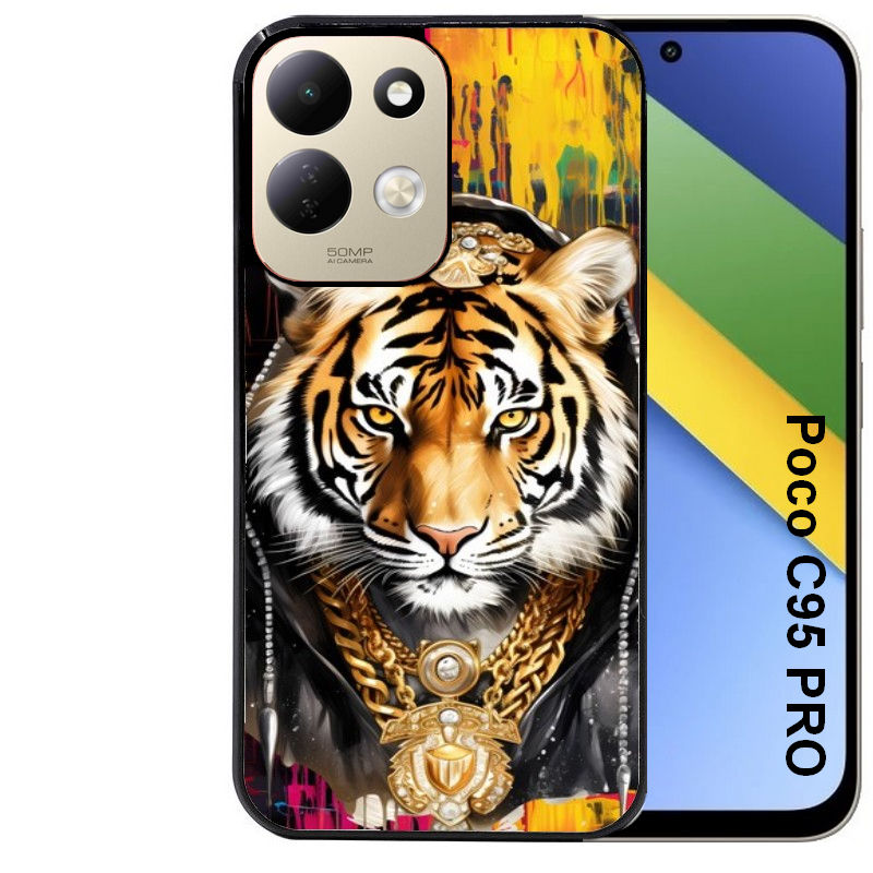 Coque pour POCO C95 PRO tigre style hip hop