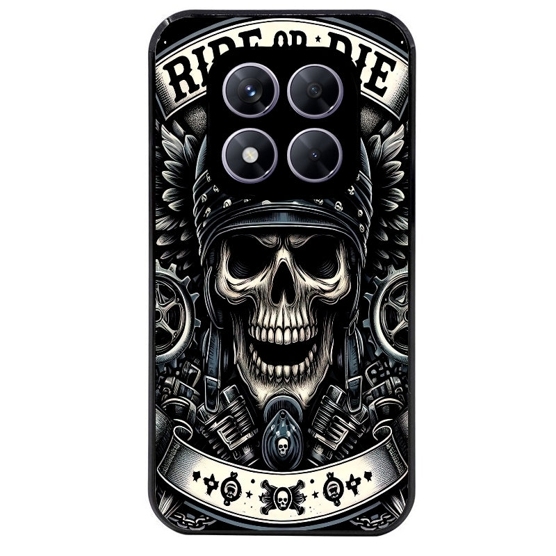 Coque noire taperso pour Redmi Note 14 et PRO PLUS 4G 5G avec motif mort motard protection antichoc personnalisée