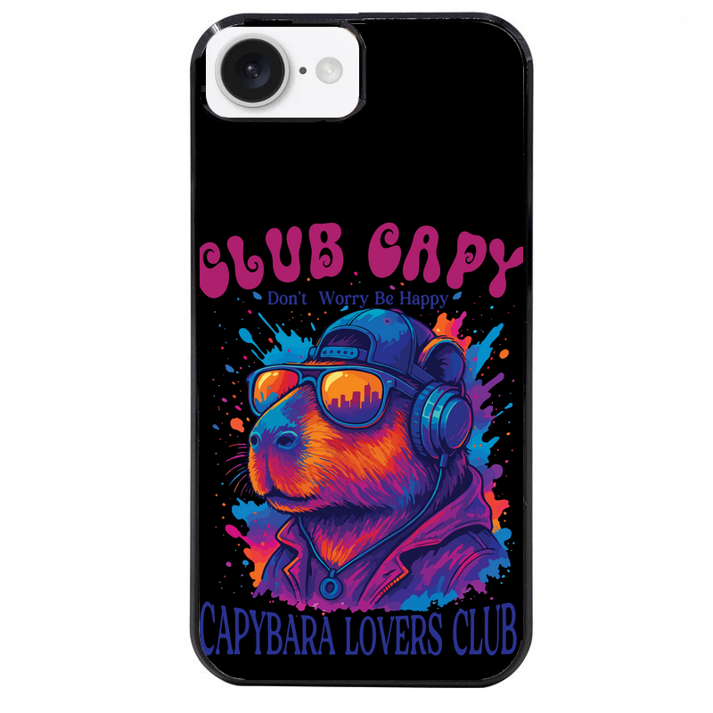 Coque noire taperso pour Iphone 17 17E AIR MAX PRO avec motif capybara club protection antichoc personnalisée