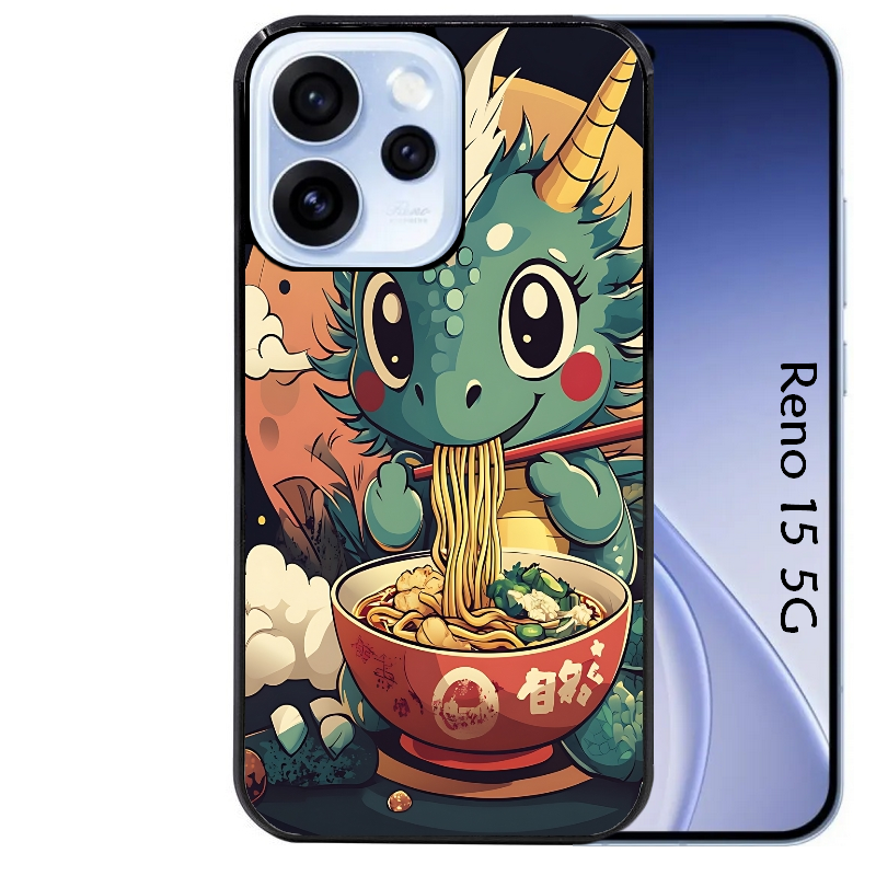 Coque noire taperso pour OPPO Reno 15 et F FS 5G avec motif dragon ramen 1 protection antichoc personnalisée