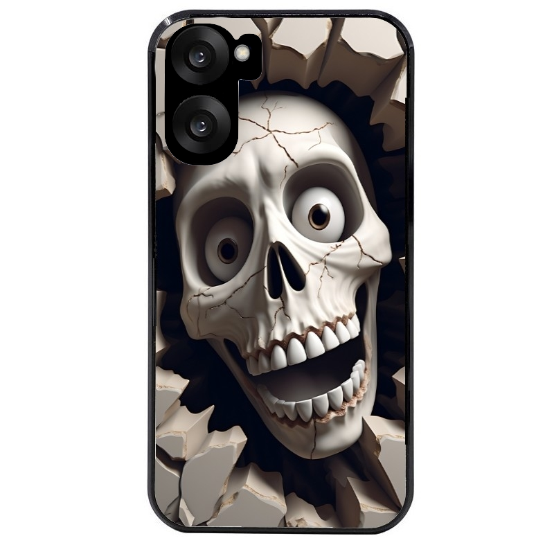 Coque noire taperso pour OnePlus Nord CE5 avec motif tete de mort smile protection antichoc personnalisée