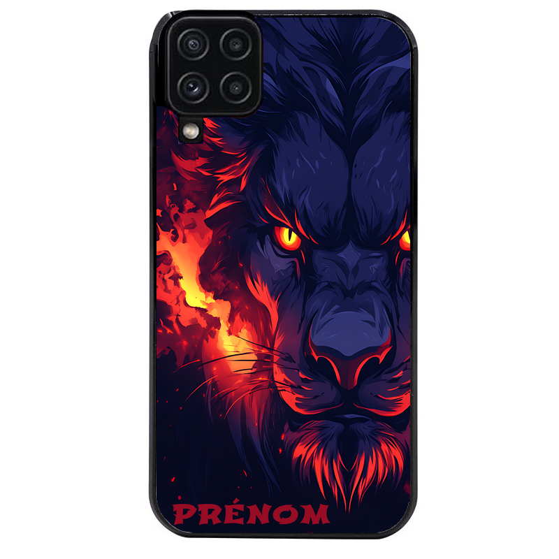 Coque noire taperso pour galaxy A22 A32 A52 A52S 4G 5G  avec motif lion anime protection antichoc personnalisée
