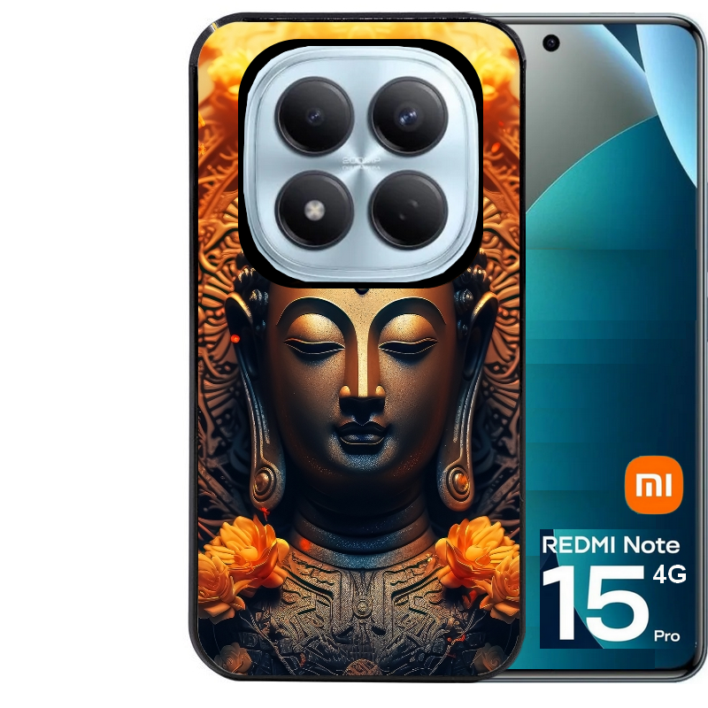 Coque noire taperso pour Redmi Note 15 et PRO PLUS 4G 5G avec motif bouddha et fleur protection antichoc personnalisée