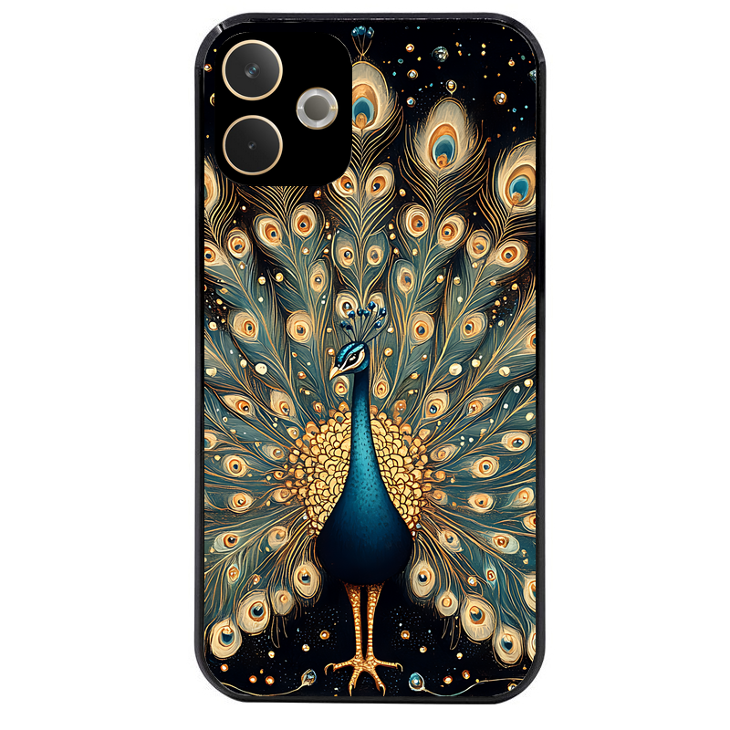 Coque noire taperso pour OPPO A5 PRO 4G et 5G avec motif paon mandala protection antichoc personnalisée
