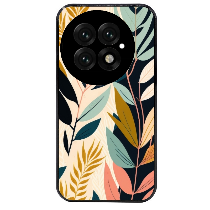 Coque noire taperso pour OnePlus 13 avec motif vintage et fleur protection antichoc personnalisée