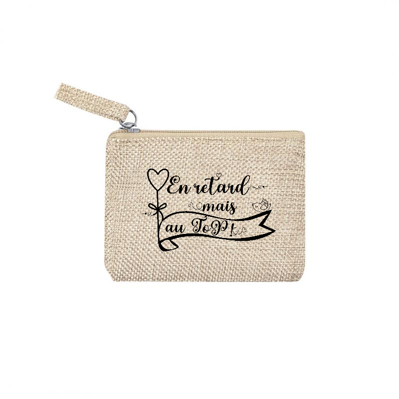 Pochette personnalisée en retard en jute et doré en jute et doré