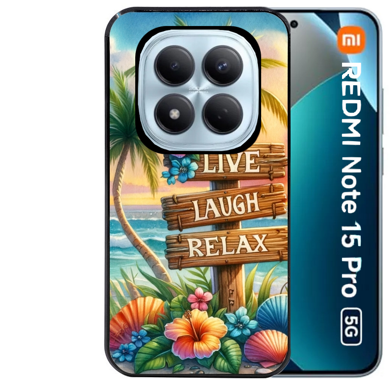 Coque noire taperso pour Redmi Note 15 et PRO PLUS 4G 5G avec motif tropical vacances protection antichoc personnalisée