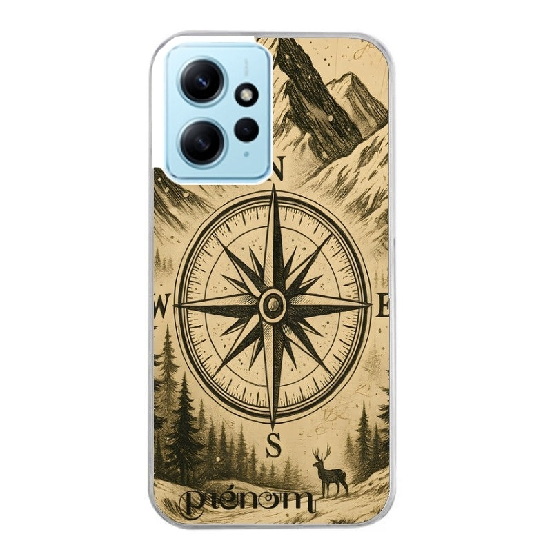 Coque taperso pour POCO X5 5G avec motif voyage et boussole protection antichoc personnalisée