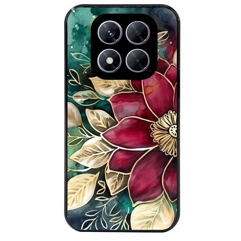 Coque noire taperso pour Redmi Note 14 et PRO PLUS 4G 5G avec motif fleur poinsettia style noel protection antichoc personnalisée